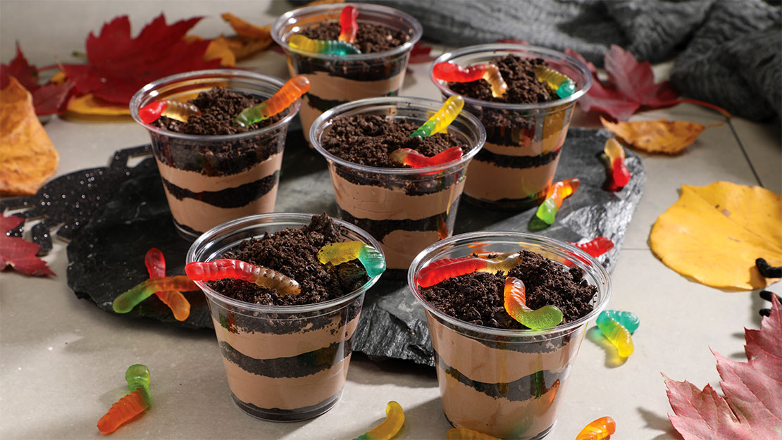 Dirt and Worms Pudding Cups - Fake Ginger