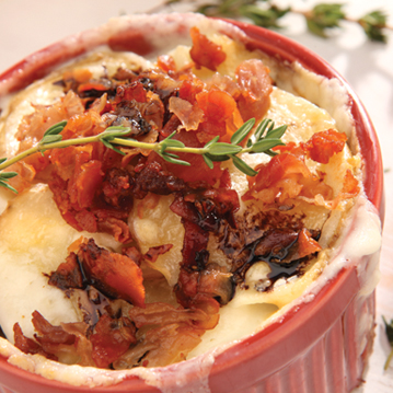 Goat Cheese Potato Gratin with Crispy Pancetta